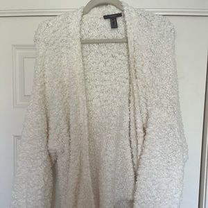 Forever 21 White Fuzzy Open Front Cardigan